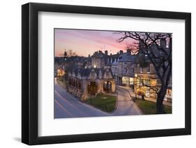 Market Hall and Cotswold Stone Cottages on High Street, Chipping Campden, Cotswolds-Stuart Black-Framed Photographic Print