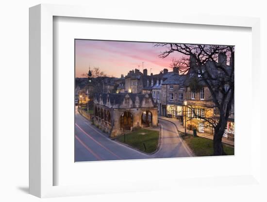 Market Hall and Cotswold Stone Cottages on High Street, Chipping Campden, Cotswolds-Stuart Black-Framed Photographic Print