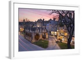 Market Hall and Cotswold Stone Cottages on High Street, Chipping Campden, Cotswolds-Stuart Black-Framed Photographic Print