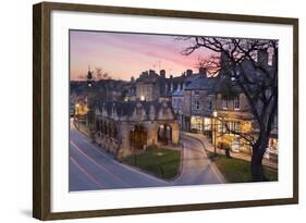 Market Hall and Cotswold Stone Cottages on High Street, Chipping Campden, Cotswolds-Stuart Black-Framed Photographic Print