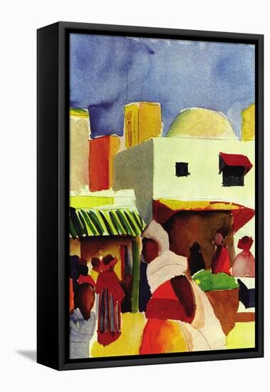 Market In Algiers-Auguste Macke-Framed Stretched Canvas