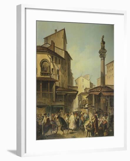 Market in Florence-Giuseppe Moricci-Framed Giclee Print