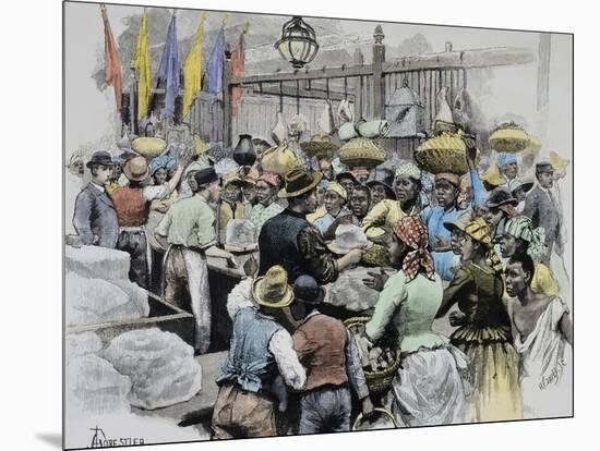 Market in Georgetown, Capital of Guyana, Guyana, 19th Century-null-Mounted Giclee Print