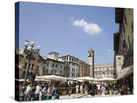 Market in Piazza Delle Erbe, Verona, Veneto, Italy, Europe-Martin Child-Stretched Canvas