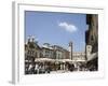 Market in Piazza Delle Erbe, Verona, Veneto, Italy, Europe-Martin Child-Framed Photographic Print