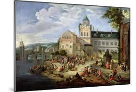 Market on the Banks of a River-Mathys Schoevaerdts-Mounted Giclee Print
