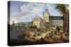 Market on the Banks of a River-Mathys Schoevaerdts-Stretched Canvas