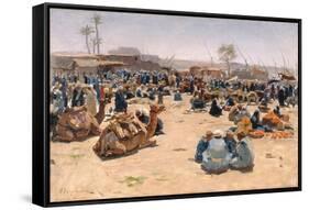 Market on the Nile, C.1893 (Oil on Canvas)-Joseph Farquharson-Framed Stretched Canvas