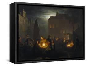 Market Place at Antwerp, 1843-Petrus van Schendel-Framed Stretched Canvas
