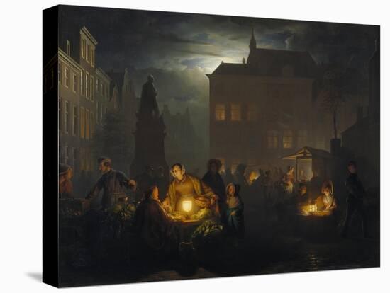 Market Place at Antwerp, 1843-Petrus van Schendel-Stretched Canvas