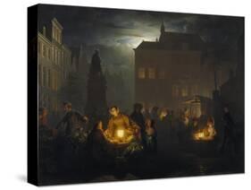 Market Place at Antwerp, 1843-Petrus van Schendel-Stretched Canvas