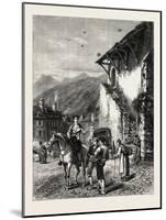 Market Place at Laruns, the Pyrenees, France, 19th Century-null-Mounted Giclee Print