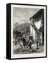 Market Place at Laruns, the Pyrenees, France, 19th Century-null-Framed Stretched Canvas