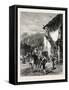 Market Place at Laruns, the Pyrenees, France, 19th Century-null-Framed Stretched Canvas