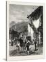 Market Place at Laruns, the Pyrenees, France, 19th Century-null-Stretched Canvas