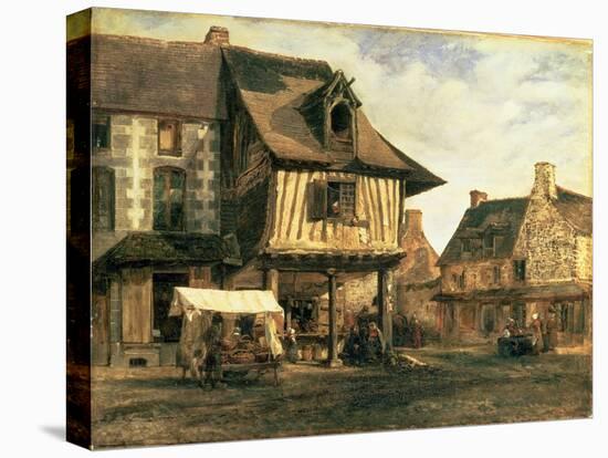 Market Place in Normandy, c.1832-Pierre Etienne Theodore Rousseau-Stretched Canvas