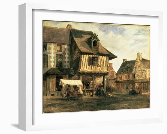 Market Place in Normandy, c.1832-Pierre Etienne Theodore Rousseau-Framed Giclee Print