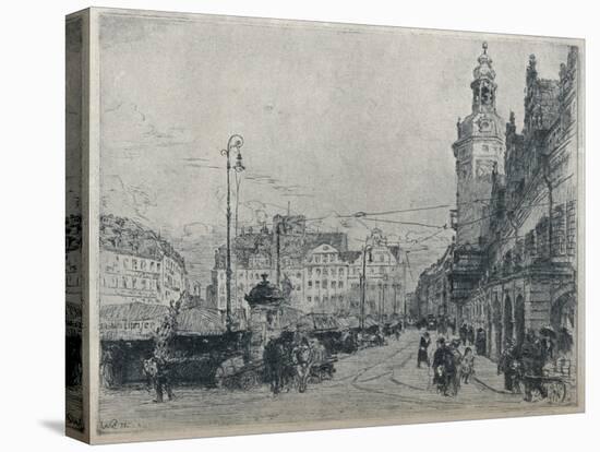 'Market Place, Leipzig', c1913-Walter Zeising-Stretched Canvas