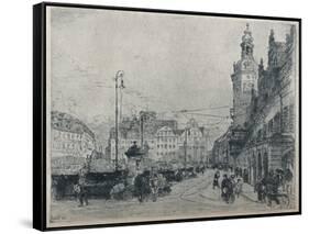 'Market Place, Leipzig', c1913-Walter Zeising-Framed Stretched Canvas