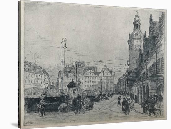 'Market Place, Leipzig', c1913-Walter Zeising-Stretched Canvas