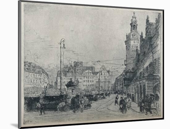 'Market Place, Leipzig', c1913-Walter Zeising-Mounted Giclee Print