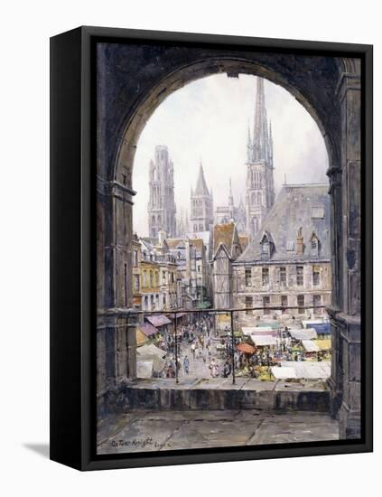 Market Place, Rouen, (Oil on Canvas)-Louis Aston Knight-Framed Stretched Canvas