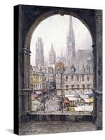 Market Place, Rouen, (Oil on Canvas)-Louis Aston Knight-Stretched Canvas