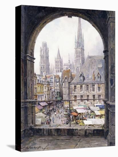 Market Place, Rouen, (Oil on Canvas)-Louis Aston Knight-Stretched Canvas