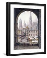 Market Place, Rouen, (Oil on Canvas)-Louis Aston Knight-Framed Giclee Print