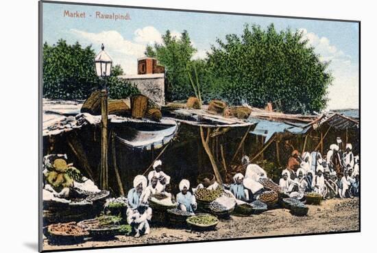 Market, Rawalpindi, India, Early 20th Century-null-Mounted Giclee Print