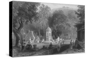 Market Scene and Fountain, Antioch-William Henry Bartlett-Stretched Canvas