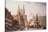 Market Scene at Braunschweig-Cornelis Springer-Stretched Canvas