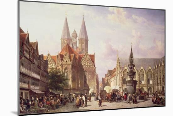 Market Scene at Braunschweig-Cornelis Springer-Mounted Giclee Print