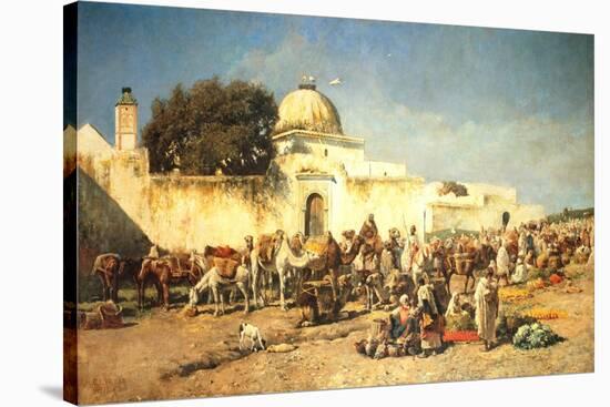 Market Scene at Mogador, 1881-Edwin Lord Weeks-Stretched Canvas