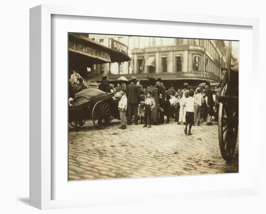 Market Scene, Boston, Massachusetts, c.1909-Lewis Wickes Hine-Framed Photo