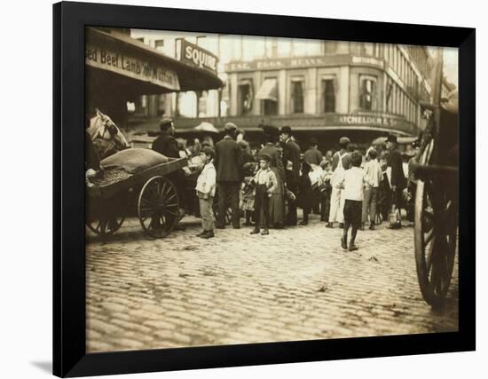 Market Scene, Boston, Massachusetts, c.1909-Lewis Wickes Hine-Framed Photo