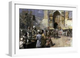 Market Scene by a Mosque-Edwin Lord Weeks-Framed Giclee Print