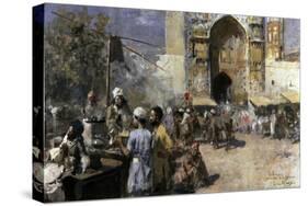 Market Scene by a Mosque-Edwin Lord Weeks-Stretched Canvas