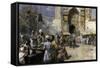 Market Scene by a Mosque-Edwin Lord Weeks-Framed Stretched Canvas