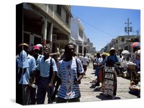 Market Scene, Downtown, Port Au Prince, Haiti, West Indies, Central America-Lousie Murray-Stretched Canvas