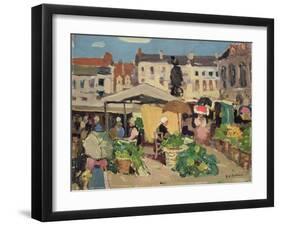 Market Scene (Oil on Panel)-James Wilson Morrice-Framed Giclee Print