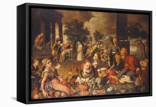 Market Scene with Christ and the Adulteress-Pieter Bruegel the Elder-Framed Stretched Canvas