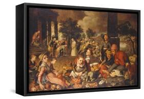 Market Scene with Christ and the Adulteress-Pieter Bruegel the Elder-Framed Stretched Canvas