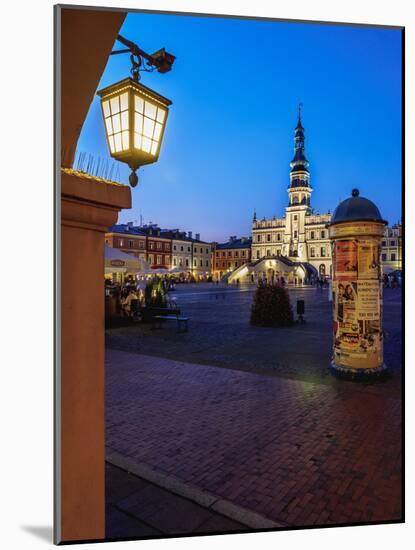 Market Square and City Hall at twilight, Old Town, UNESCO World Heritage Site, Zamosc, Lublin Voivo-Karol Kozlowski-Mounted Photographic Print