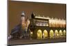 Market Square at Night, Poland, Krakow.-dziewul-Mounted Photographic Print