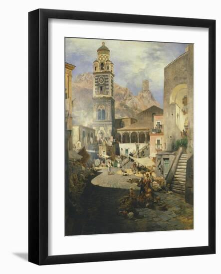 Market Square at the Amalfi Coast, 1876-Oswald Achenbach-Framed Giclee Print