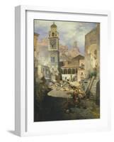 Market Square at the Amalfi Coast, 1876-Oswald Achenbach-Framed Giclee Print