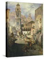 Market Square at the Amalfi Coast, 1876-Oswald Achenbach-Stretched Canvas