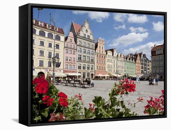 Market Square from Cafe, Old Town, Wroclaw, Silesia, Poland, Europe-Frank Fell-Framed Stretched Canvas