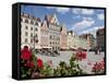 Market Square from Cafe, Old Town, Wroclaw, Silesia, Poland, Europe-Frank Fell-Framed Stretched Canvas